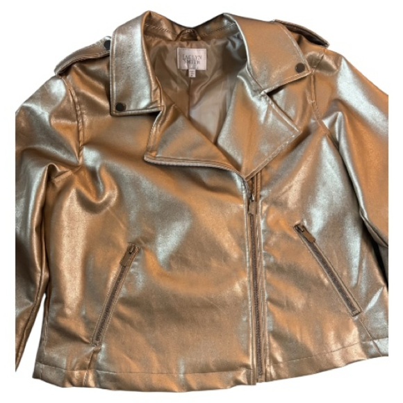 Jaclyn Smith Faux Metallic Gold Women’s Jacket - Picture 3 of 8